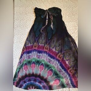 Elena Kattan Watercolor Strapless Maxi Dress (XL)